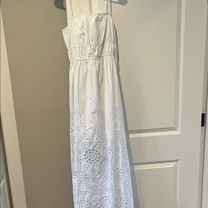 Madewell White Eyelet Cotton Maxi Dress with Spaghetti Straps